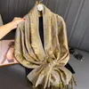 Luxo pashmina lenço de seda xale envoltório paisley jacquard flores fronteiras camadas reversível clássico borlas para mulher 70x190cm 240115
