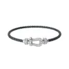 Bracelet coloré de marque de luxe française, corde en cuir de diamant coloré en forme de fer à cheval 8, bijoux à la mode pour femmes
