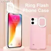 Selfie Lichter Selfie Beauty Ring Flash Handyhülle für iPhone 12 Pro Max 11 Hüllen mit LED Selfie Licht Tragbare schützende Rückseite CoverL240116