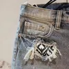 Summer Men Hole Denim Short Pants Fashion żebrak zeskrobowy pięcioczęściowe dżinsy krótkie 240115