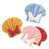 Cute Bowknot Decor Shower Cap Microfiber Dry Hair Towel Bandana Thickened Water Absorbent Drying Hair Cap Q890