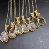 Decorative Figurines Natural Color Garden Quartz Cooper Wire Pendant Crystal DIY Necklace Healing Classic Women Jewelry Accessories