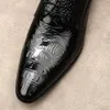 Robe rétro brevetée pour hommes, en cuir véritable, fait à la main, Style britannique, motif Crocodile, chaussures Oxfords de mariage