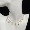 Collares de joyería Chapado en blanco 925 Plata Graduada Diseñadores de marcas de lujo Letras Geométricas Mujeres famosas Cristal redondo Rhinestone Oro 114