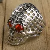 Män Sier Red Eye Ring Skull Big Hollow Motorcykelcyklistringar 14K Gul guldring för män Leshommes Sonnent des Bij 26