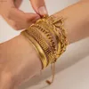 Charm Armband Uworld Fashion Link Chain Rostfritt stål Bangle Armband för kvinnor Utsökta Golden Metal Texture Jewel Girl Gift