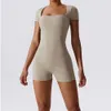 Летний костюм для йоги женский короткий спортивный костюм с коротким рукавом спортивная одежда пуш-ап для тренировок фитнес-йога боди спортивная одежда 240116