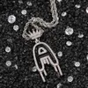 The Bling King Crown Water Drip Oil Bubbles Initial Letter Pendant Halsband Kubik Zirkonium Män smycken Punk Single Word 240115