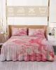 Bed Skirt Marble Texture Gradient Red Elastic Fitted Bedspread With Pillowcases Mattress Cover Bedding Set Sheet