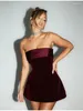Swobodne sukienki seksowne na ramię aksamitne krótkie sukienkę dla kobiet mody bez ramiączek mini mini suknia 2024 eleganckie szczupłe szaty imprezowe