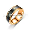 Anelli a fascia 8Mm Acciaio inossidabile 316L Temperatura Designer Umore Emozione Termometro intelligente Anello per donna Uomo Coppia Fashio Dhgwm