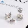 Hot Selling Classic White Gold 7X7mm Cushion Ice Crushed Moissanite Stud Earrings Jewelry Women