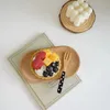 ビーチウッドトレイ18cm楕円形の木製フルーツプレートデザートディナーテーブルウェア再利用可能なベーキング皿Q896
