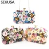 Handbags Women Flower Clutch Evening Bags Wedding Purses Bridal Handbags Party Dinner Bag Rhinestones Handmade Style Purse 240116