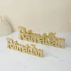 Trä eid mubarak dekoration ihålig brev ramadan kareem ornament islamisk muslimsk eid alfitr parti diy dekor för hem 240116