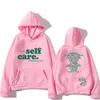 Macc Self Care lettre imprimer vestes à capuche femmes hommes pulls à épaules tombantes unisexe sweats surdimensionnés ample décontracté vêtements de sport 240115