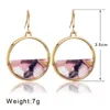 Dangle Earrings MINHIN Geometric Circle Long Drop For Women Fashion Multi Color Print Acrylic Gold Brincos