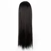 Black Wig Fei-Show Synthetic Heat Resistant Long Straight Middle Part Line Costume Cosplay Hair 26 Inches Salon Party Hairpieces 240116