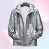 Shiny Silver Metallic Jacket Men Party Dance Night Club Mens Hip Hop Coats Slim Hooded Streetwear Jaqueta Masculina1824161