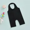 Crianças meninas verão macacão crianças sólido com nervuras sem mangas ódio macacão playsuit shorts roupas esportivas 240116