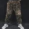 Pantalon à paillettes pour hommes, Costume de spectacle de chanteur et de danseur, pantalon décontracté ample, sarouel à paillettes, vêtements de scène de danse Hip Hop, or blanc vert