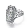 Szjinao Unikalny 3 kamienny pierścień z certyfikatem 100% srebrny 925 biżuteria zaręczynowa dla kobiet Pass Test Diamond 240115