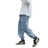 Homens jeans baggy hip hop jeans multi bolsos skate carga jeans para homens tático corredores calças jeans tamanho S-5XL 240116
