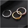 Anneaux de bande Strass Inlay Anneaux 9 Forets Alliage Rose Or Sier Plaqué Fiançailles Bague De Mariage Bijoux Femmes Saint Valentin Mode G Dh7Qy