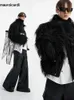 Mauroicardi 겨울 멋진 잘 생긴 검은 색 두꺼운 따뜻한 부드러운 패치 워크 인조 모피 코트 남자 고급 디자이너 의류 푹신한 재킷 240116