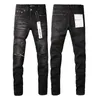 Mens Purple Jeans Designer Jeans Ripped Straight Jeans Denim Long Black Jeans rak dragkedja Fly Long Mid Pants Hole For Men Black Designer Jeans Womens 34