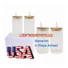 USA: s lager Frosted Clear 16oz Glass Tumblers Diy Blank SubliMation kan formade ölkoppar med bambuslock och ST för Iced Coffee Dr DH8B3