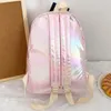 Taschen, personalisiert, bestickt, modischer Hologramm-Rucksack, laserglänzender Schulrucksack, individueller Tagesrucksack mit beliebigem Namen