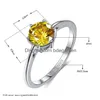 Solitaire Ring Natural Emerald Color CZ Finger Rings for Women 8mm Classic Sterling Sier 925 Bröllopsförlovningsring Fina smycken Gif DHYM4