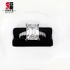 /14K goud 9 * 7 mm Moissanite bandring 3Ct smaragd geslepen voor verloving