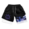 Shorts masculinos anime berserk 2 em 1 ginásio para homens compressão atlética ativa 5 polegadas secagem rápida treino elástico treino de fitness