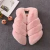 Enfants filles fausse fourrure gilet automne hiver mode épais chaud coloré gilet vêtements d'extérieur pour enfants bébé fille vêtements de noël 240116