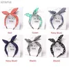 Headbands Cute Leopard Dots Lip Print Flower Bunny Rabbit Ear Ribbon Headwear Hairband Metal Wire Scarf Headband Hair Band Accessories YQ240116