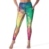 Kadın Taytlar Renkli Geometrik Yoga Pantolon Seksi Vitray Baskı Grafik Push Up Fitness Leggins Kadın Nefes Alabilir Spor Tayt