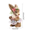 Pâques paille lapin ornement créatif artificiel lapin poupée avec fleur couronne tablier debout Figurine fête de vacances maison Q1FD 240116