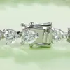 S 0.5Ct Diamonds Bracelets White Gold Plated Sier Chain Heart Hearts Chains Lab Grown Moissanite Womens Tennis Bracelet