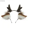 Headbands Japan Lolita Hair Hoop Plush Deer Ear Antler Headband Hair Hoop Cosplay Prop Hair Band Headdress Christmas Decor Hair Accessory YQ240116