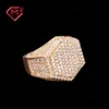 Master Rocks Gold plaqué glacé Sterling Sier Hip Hop Hexagon Hexagon Moisanite Ring