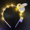 Headbands Girl Women Light Up Happy New Year Fox Rabbit Cat Horn Ear Headband Led Glow Hair Band Party Costume Rave Hair Accessories 2023 YQ240116