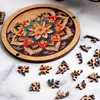 Mandala Flower Irregular Jigsaw Puzzle High Difficulty Brain Games Rompecabezas De Madera Educational Toys Wooden 240115