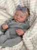 NPK 49CM LEVI BRIVE Baby Doll Reborn Sleeping Miękki silikon elastyczny odcień skóry 3D z widocznymi żyłami ręcznie farba włosy 240115