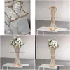 Party Decoration 10Pcsmetal Flower Stand With Crystal Beads Vases For Wedding Table Road Lead Candlestick Centerpiece 2654 Drop Deli Dh1Fn