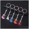 Llaveros Accesorios de joyería Guitarra Llavero Instrumentos musicales Llaves Hebilla Originalidad Colgante Adornos de moda Llaveros Metal Dh2Ld