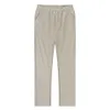 Mens estilo fino algodão branco calças de carga masculino primavera respirável cor sólida calças de linho fitness streetwear pantalon homme 240116