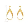 Xiy Diy Italian T Yellow Gold Modern Hollow Water Drop Unique Teardrop Stud Earrings For Woman