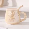 Tasses tasse à eau en céramique galvanisée avec couvercle cuillère tasses à café tasse à thé au lait cadeau de l'après-midi